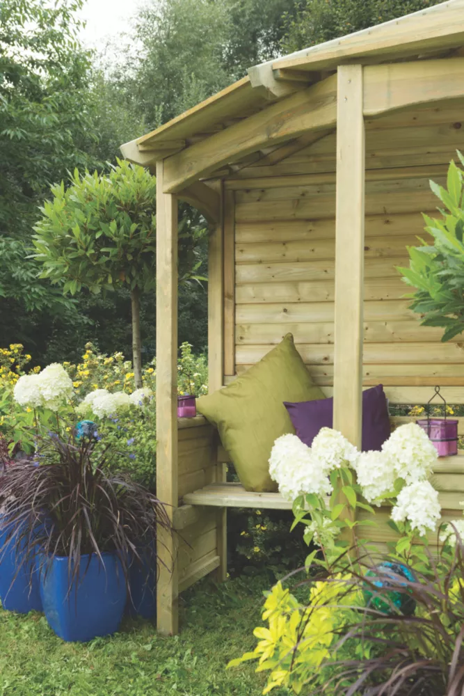 Forest Venetian 6' 6" X 5' (Nominal) Hexagonal Timber Arbour 5 Forest Venetian 6' 6" X 5' (Nominal) Hexagonal Timber Arbour - Image 3