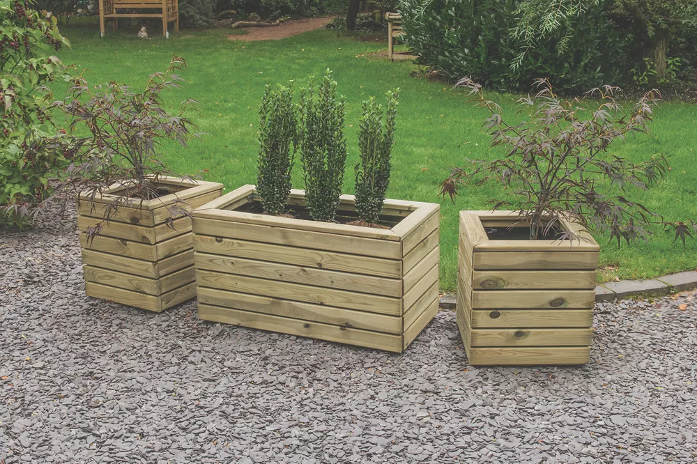 Forest Rectangular Double Linear Planter Natural Wood 800 X 400 X 440mm 4 Forest Rectangular Double Linear Planter Natural Wood 800 X 400 X 440mm - Image 2